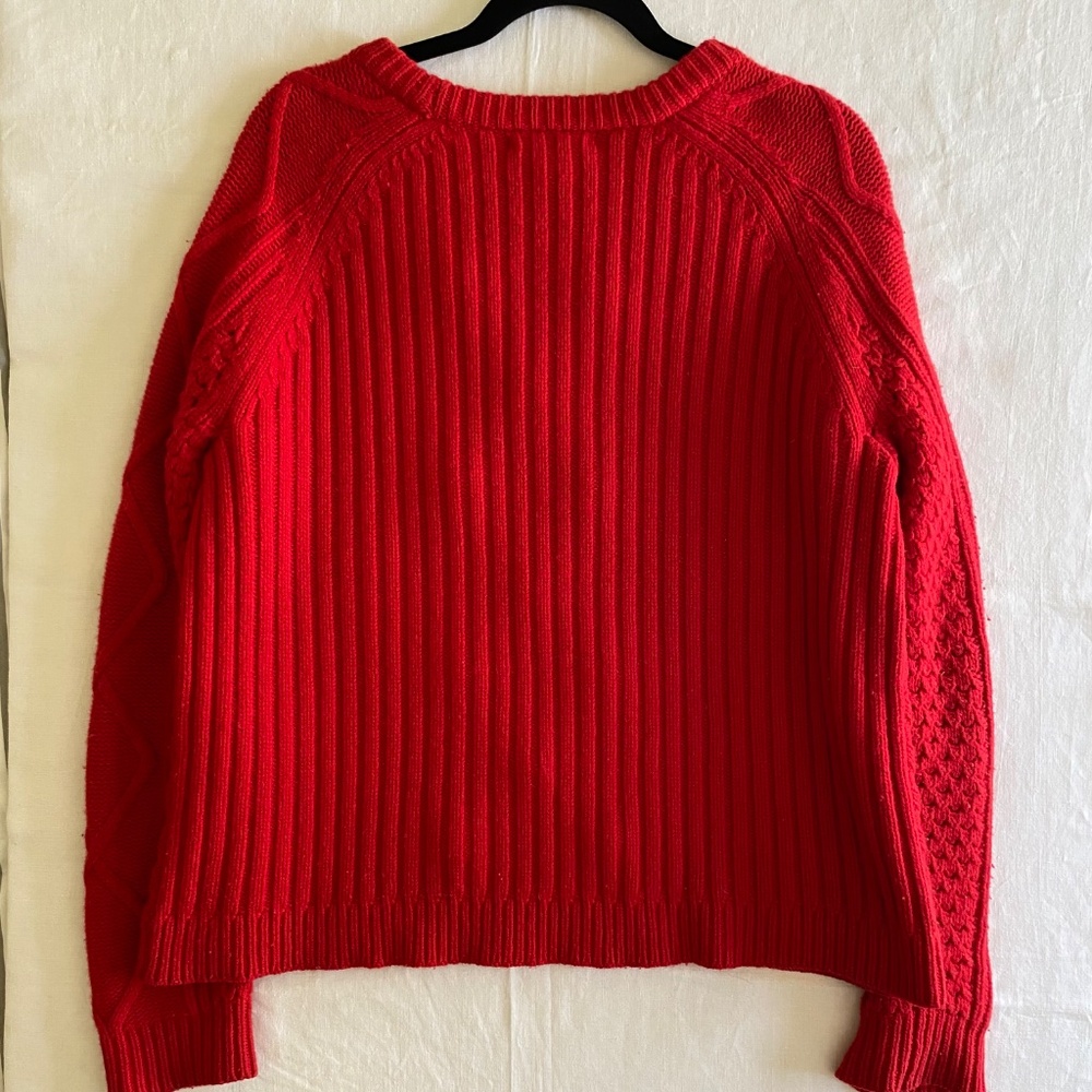 J Crew Wool Sweater Red Long Sleeve Knit Size Large - Picture 2 of 9